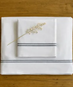 Sábanas de Percal 250 hilos con Doble Festón Gris Oscuro (para colchones de hasta 30 cm de alto)