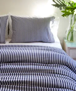 Funda De Edredón De Poplín Rayas Azul y Blanco