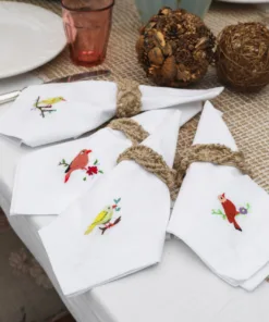 Par de Servilletas Bordadas a Mano Pajaritos