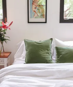 Almohadón de Terciopelo con Tussor Verde