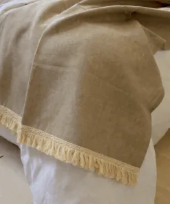 Pie de Cama de Lino Irlandes Piedra