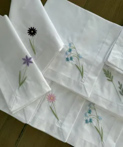 Par de Servilletas Bordadas Flores