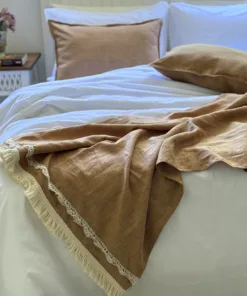 Pie de Cama de Lino Tornazolado Habano