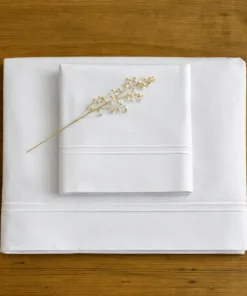 Sábanas de Percal 250 hilos con Doble Festón Blanco (para colchones de hasta 30 cm de alto)