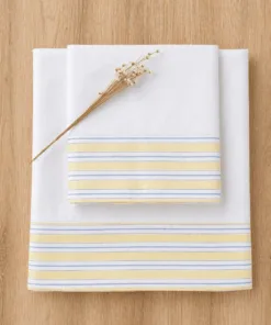 Sábanas de Percal 250 hilos con Guarda Stripes (para colchones de hasta 30 cm de alto)