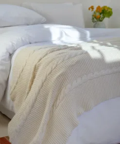 Manta Tejida de Algodón con Detalle de Trenza