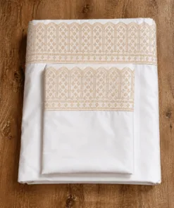 Sábanas de 500 hilos -100% Algodón Egipcio – Con Puntilla Bordada (para colchones de 35 a 40 cm de alto)